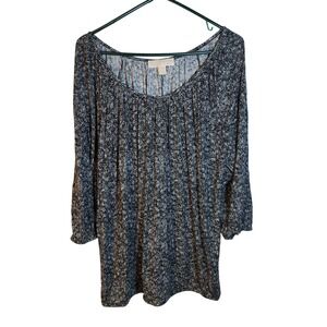 Michael Kors Black White Print‎ 3/4 Sleeve Blouse Top Shirt Womens 1X